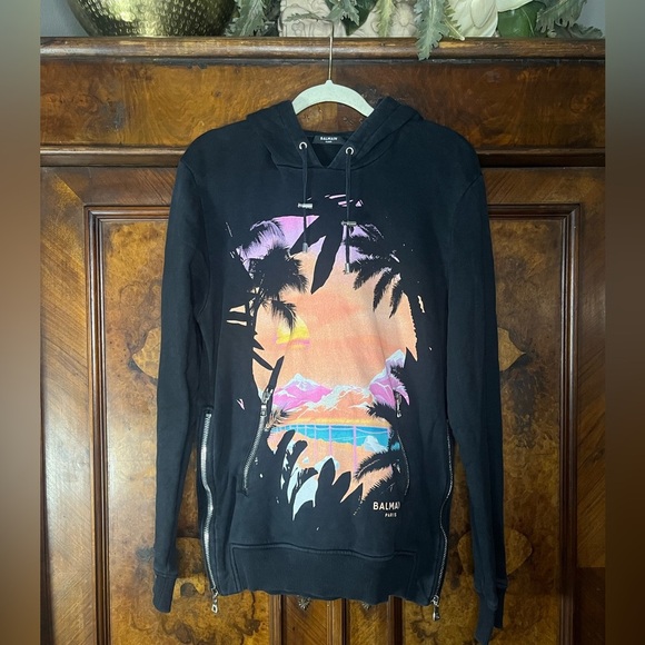 GUC Balmain Black Graphic Hoodie. Size S - Picture 5 of 16